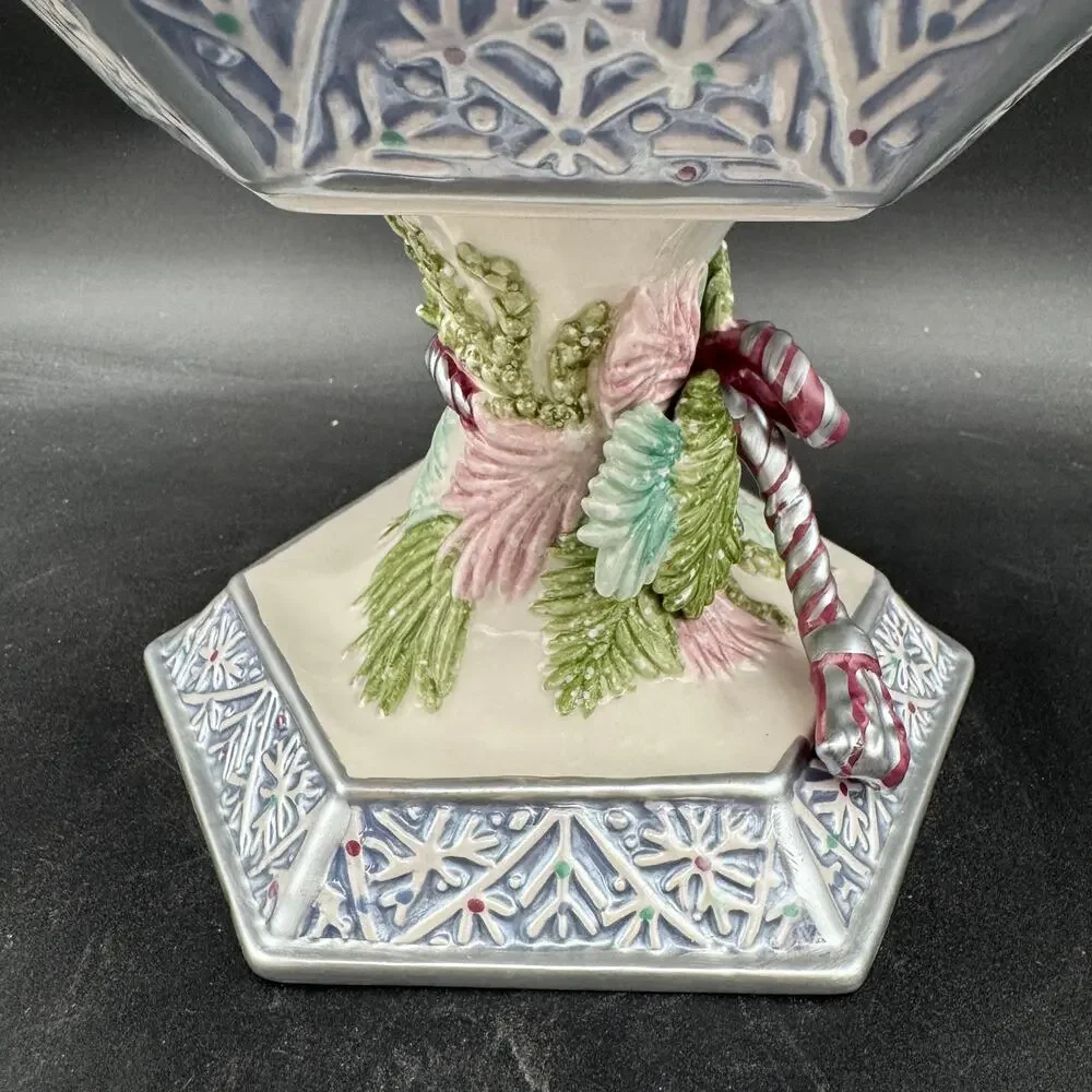 Fitz and Floyd Crystal Winter Round Compote 6.5